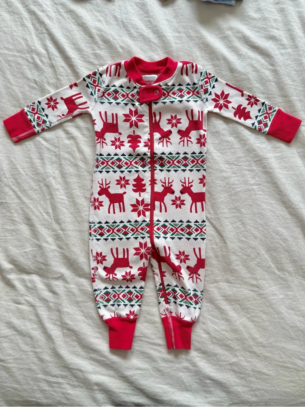Hanna Andersson Organic Cotton Zip Sleeper 6-12M Fair Isle Dear Deer Christmas